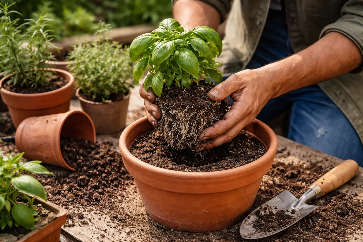 how to recover from root rot replant herbs in fresh, dry soil